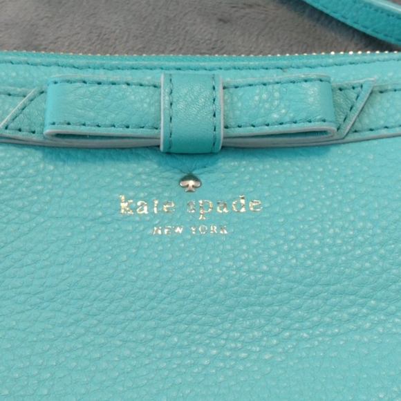 Kate Spade handbag - leather purse - teal with bow - crossbody handbag - Picture 2 of 6